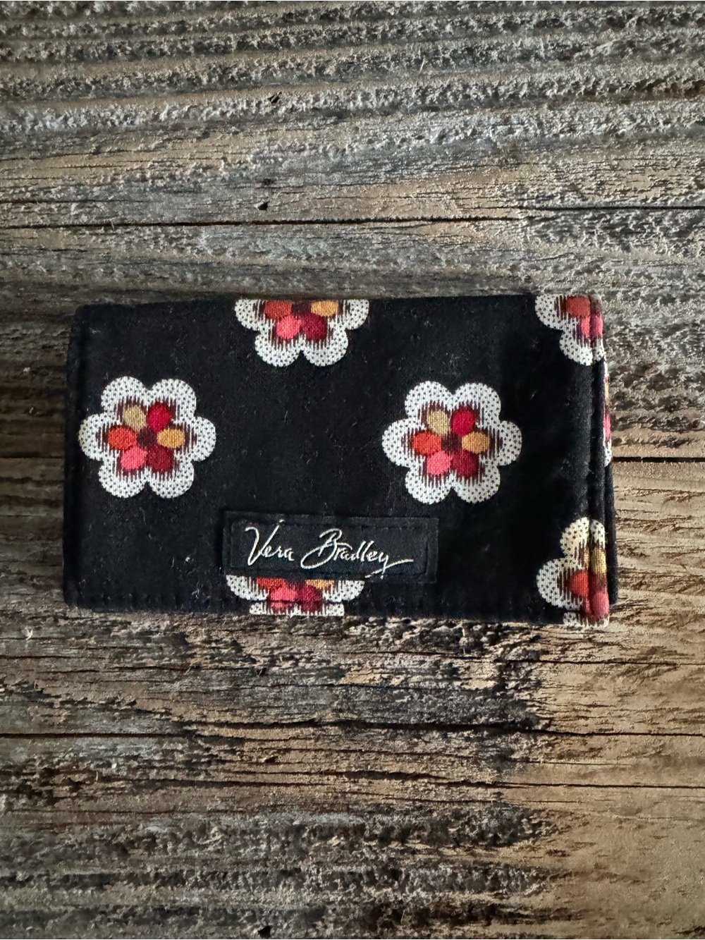USED-Vera Bradley Black Floral Wallet card holder